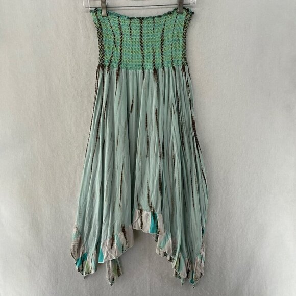 American Rag Cie Tube Dress Womens L Green Smocked A Line Boho Summer Stretch - Picture 2 of 7